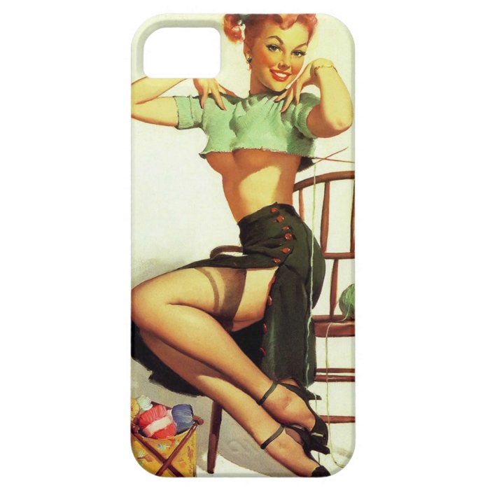 Vintage retro Gil Elvgren Knitting Pin Up Girl iPhone 5 Case