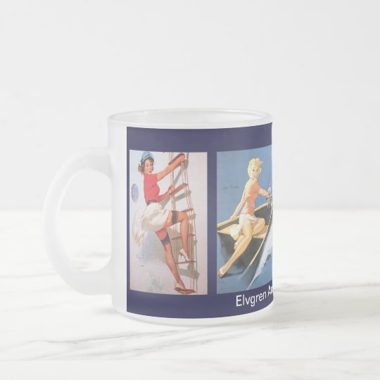 Vintage Retro Gil Elvgren Pin Up Girl Frosted Glass Coffee Mug