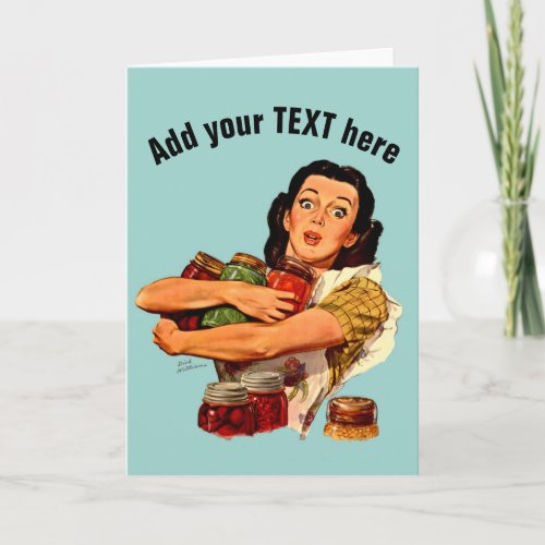 vintage retro girl greeting card Of course I Can