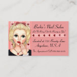 Vintage Retro Girl Head Vase Red Lips Fingernails Business Card