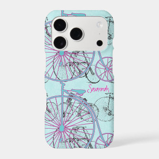 Vintage Retro Girl Pink Aqua Blue Bicycle  iPhone 17 Pro Case