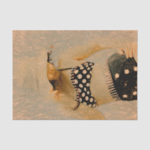 Vintage Retro Girl Polka Dot Bikini Sketch Art Tissue Paper