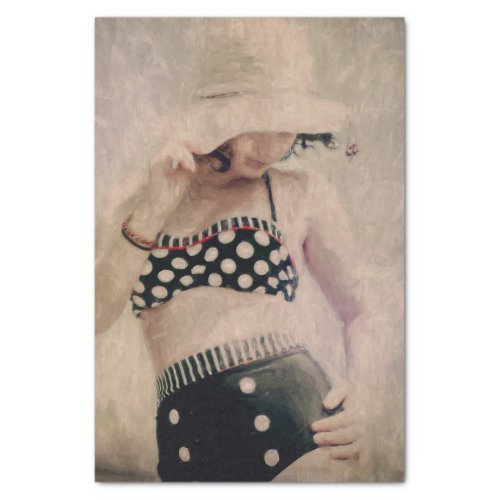 Vintage Retro Girl Polka Dot Bikini Tissue Paper