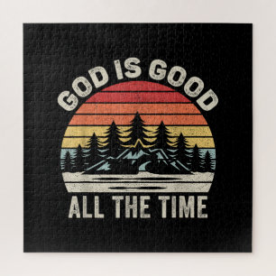 Vintage Retro God Is Good All The Time Christian Jigsaw Puzzle