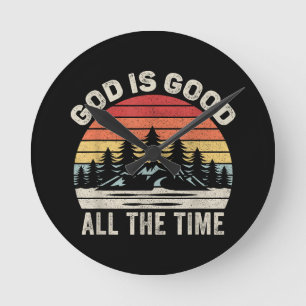 Vintage Retro God Is Good All The Time Christian Round Clock