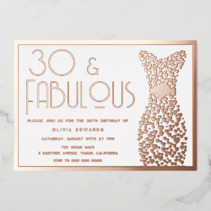 Vintage Retro Gold Gown 30th Birthday Party Foil Invitation
