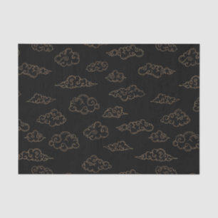 Vintage retro gold stylized clouds on black tissue paper
