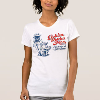 Vintage Retro Golden Retriever Mom Walking Dog Lin T-Shirt