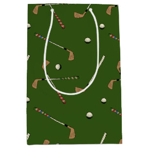 Vintage Retro Golf Golfer Clubs Balls Pattern Medium Gift Bag