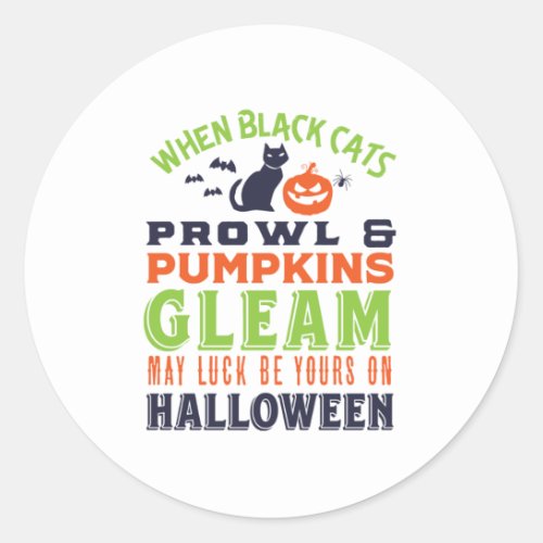 Vintage Retro Good Luck Halloween Quote and Poem Classic Round Sticker