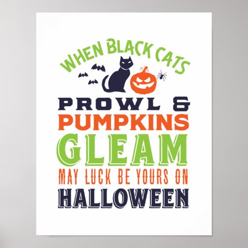 Vintage Retro Good Luck Halloween Quote and Poem Poster