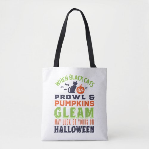 Vintage Retro Good Luck Halloween Quote and Poem Tote Bag