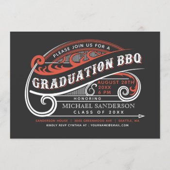 Vintage Retro Graduation Bbq Invitations by Anything_Goes at Zazzle