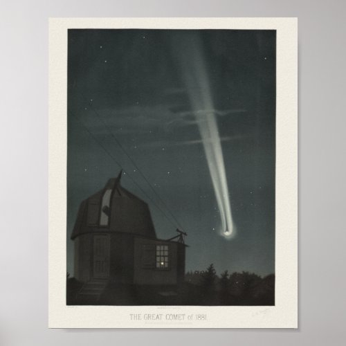 Vintage Retro Great Comet Astronomy Poster