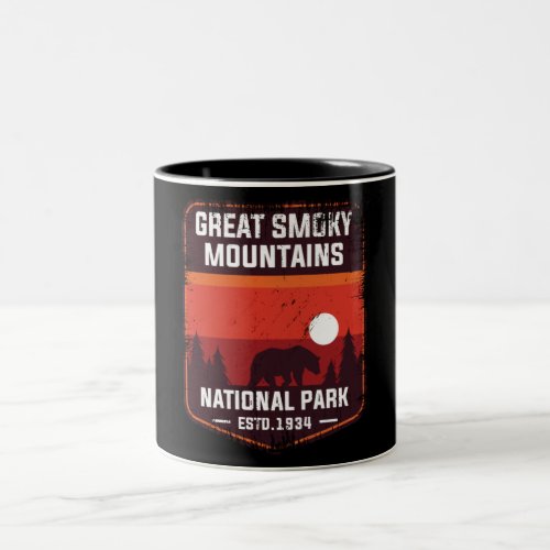 Vintage Retro Great Smoky Mountains National Park Two_Tone Coffee Mug