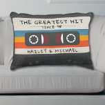 Vintage Retro Greatest Hit Cassette Tape Wedding Accent Pillow<br><div class="desc">Cool retro cassette tape rectangle pillow with text "the greatest hit" for newlywed married couples. Customize the text and the husband and wife name for a personalized gift. Great lovers of classic and old school music. Give as a Christmas, bridal shower or wedding anniversary gift to a bride and groom....</div>