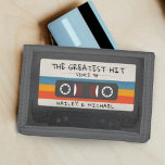 Vintage Retro Greatest Hit Cassette Tape Wedding Trifold Wallet<br><div class="desc">Cool retro cassette tape wallet with text "the greatest hit" for newlywed married couples.  Customize the text and the husband and wife name for a personalized gift.  Great lovers of classic and old school music.  Give as a Christmas,  bridal shower or wedding anniversary gift to a bride and groom.</div>