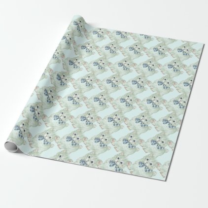 Vintage/Retro Green Kitten Wrapping Paper