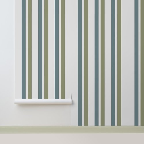 Vintage Retro Green Stripes Pattern Wallpaper