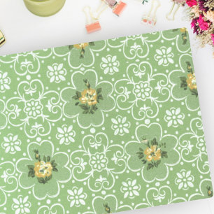 Vintage Retro Green Yellow Mid Century Pattern Tissue Paper