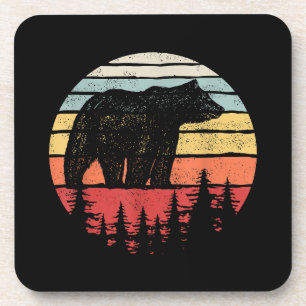 Vintage Retro Grizzly Bear Beverage Coaster