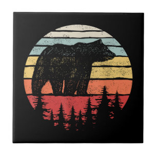 Vintage Retro Grizzly Bear Ceramic Tile