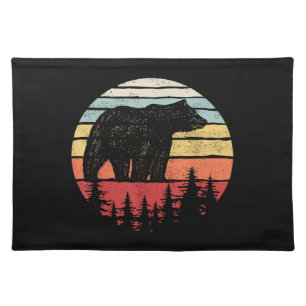 Vintage Retro Grizzly Bear Cloth Placemat