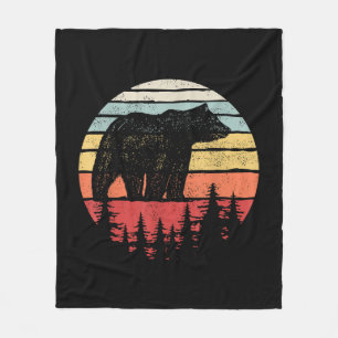 Vintage Retro Grizzly Bear Fleece Blanket