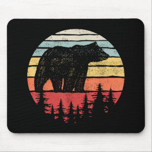 Vintage Retro Grizzly Bear Mouse Pad