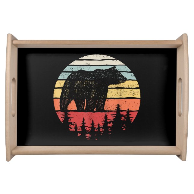 Vintage Retro Grizzly Bear Serving Tray (Front)