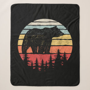 Vintage Retro Grizzly Bear Sherpa Blanket
