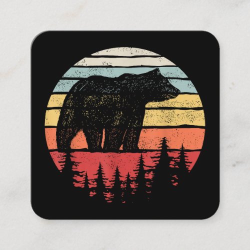 Vintage Retro Grizzly Bear Square Business Card