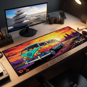 Vintage Retro Groovy Travel Van Desk Mat