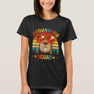 Vintage Retro Groundhog Funny Squad Groundhog Sung T-Shirt