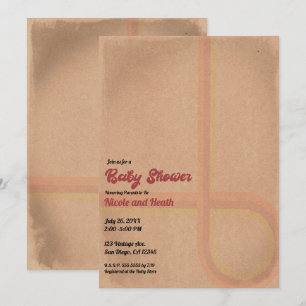 Vintage Retro Grunge 60's 70's Baby Shower Invitation
