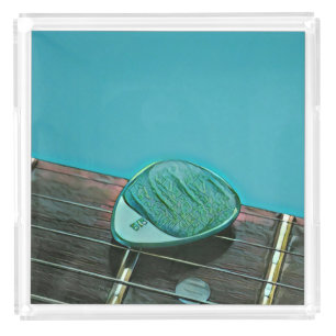 Vintage retro guitar artwork for guitarist acrylic tray