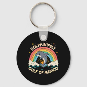 Vintage Retro Gulf Of Mexico Funny Dolphin 1 Keychain