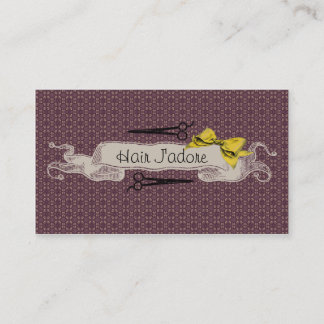 vintage retro hairstylist purple bow girly sweet business card