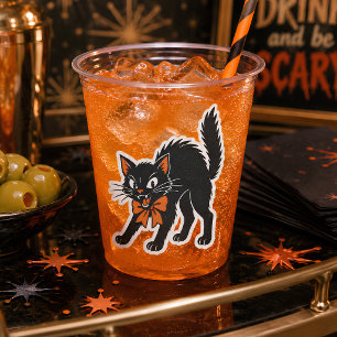 Vintage Retro Halloween Black Cat Sticker