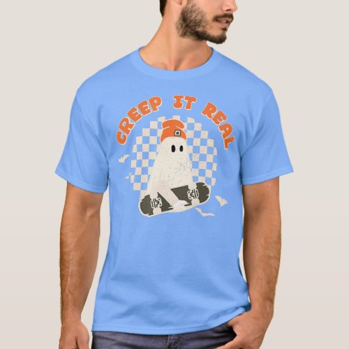 Vintage Retro Halloween Creep It Real Ghost Boy Fa T_Shirt