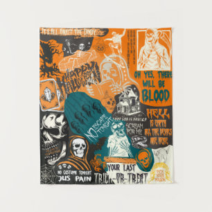 Vintage Retro Halloween Fall 90s Classic Collage Tapestry