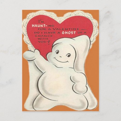 Vintage Retro Halloween Ghost Valentine Card