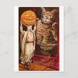 Vintage Retro Halloween Greetings Spooky Owl Postcard