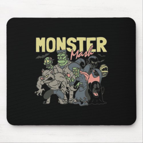 Vintage Retro Halloween Monster Mash Boo Ghost Wit Mouse Pad