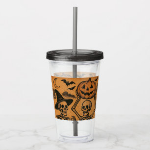 Vintage/Retro Halloween skeletons Acrylic Tumbler