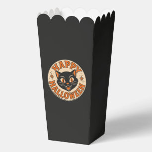 Vintage Retro Happy Halloween Black Cat Favor Boxes