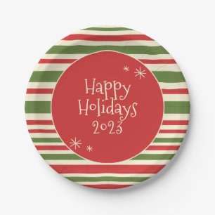 Vintage Retro Happy Holidays Stars & Stripes Paper Plates