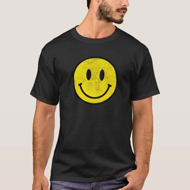 Vintage Retro Happy Smiley Face 80'S 90'S Aestheti T-Shirt (Front)