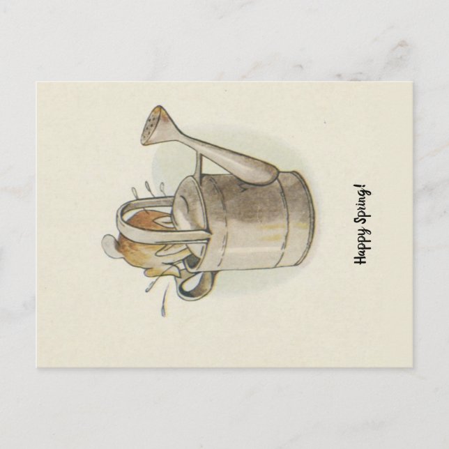 Vintage Retro Happy Spring Easter Bunny Rabbit Postcard (Front)