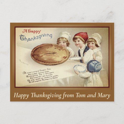 Vintage Retro Happy Thanksgiving Custom Postcard